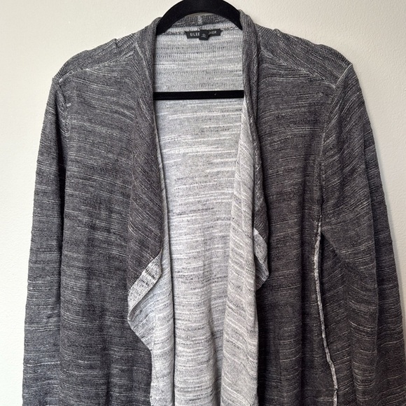 Eileen Fischer Open Cardigan Grey Large Pockets 100% Organic Cotton Cozy EUC - Picture 4 of 9